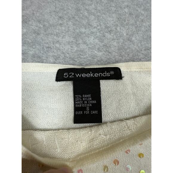 Y2K 52 Weekends Womens Size S White Sequin Long Sleeve Light Sweater Top *Flaws - Picture 3 of 9